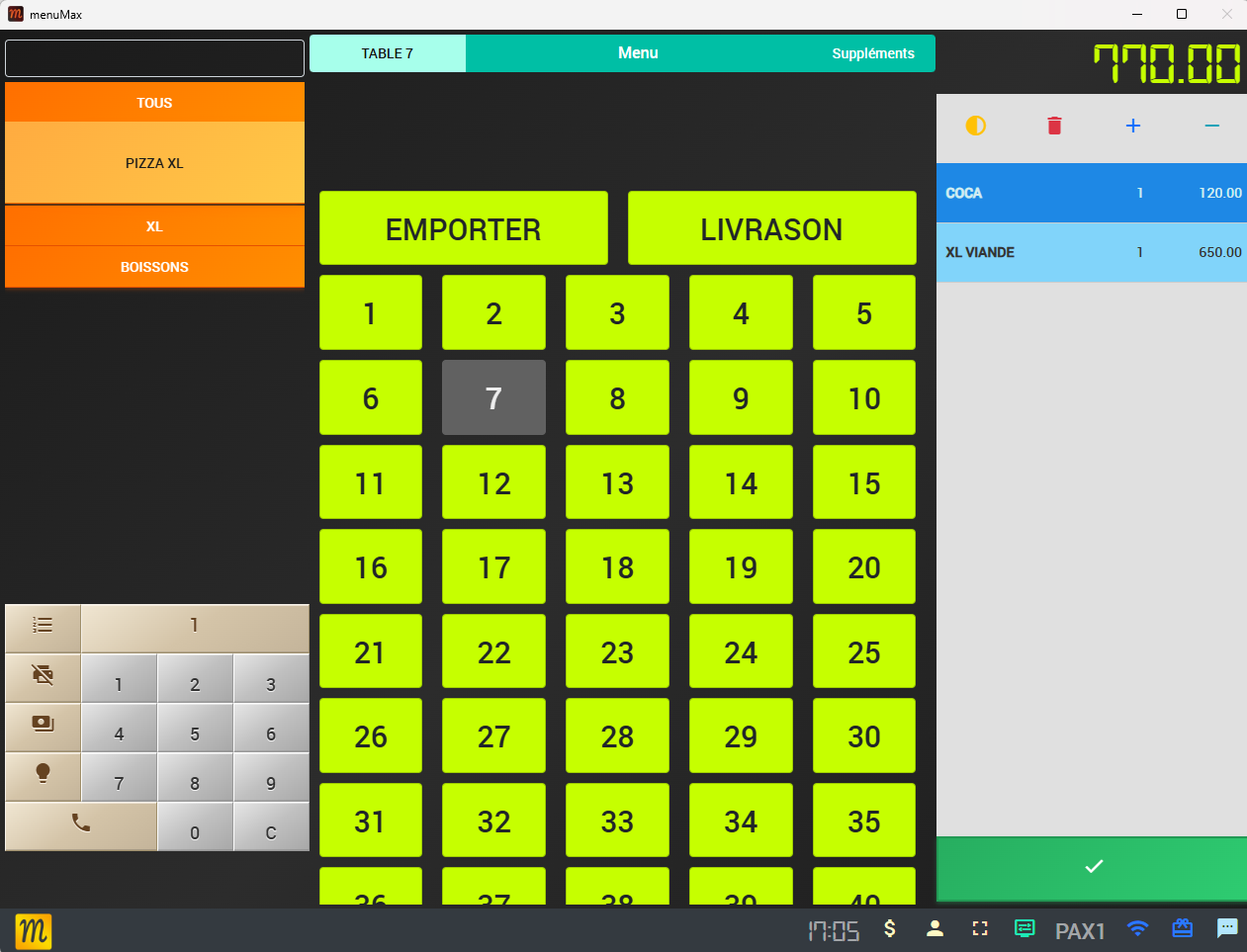 Gestion des tables restaurant Menumax